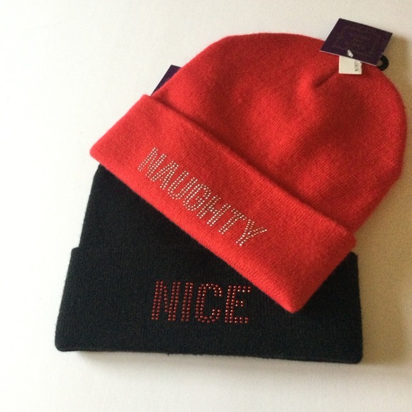DAVID & YOUNG PAIR OF NICE AND NAUGHTY BEANIES BLACK RED CRYSTAL EMBELLISHED OS main image 12